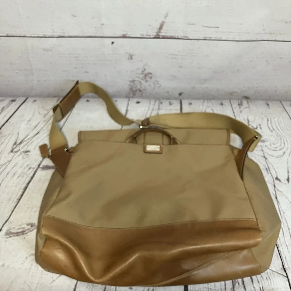 COACH Tan Canvas Leather Messenger Travel‎ Bag Office Briefcase